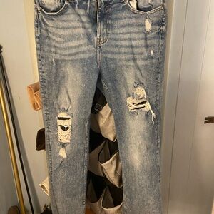 Distressed Blue Jeans